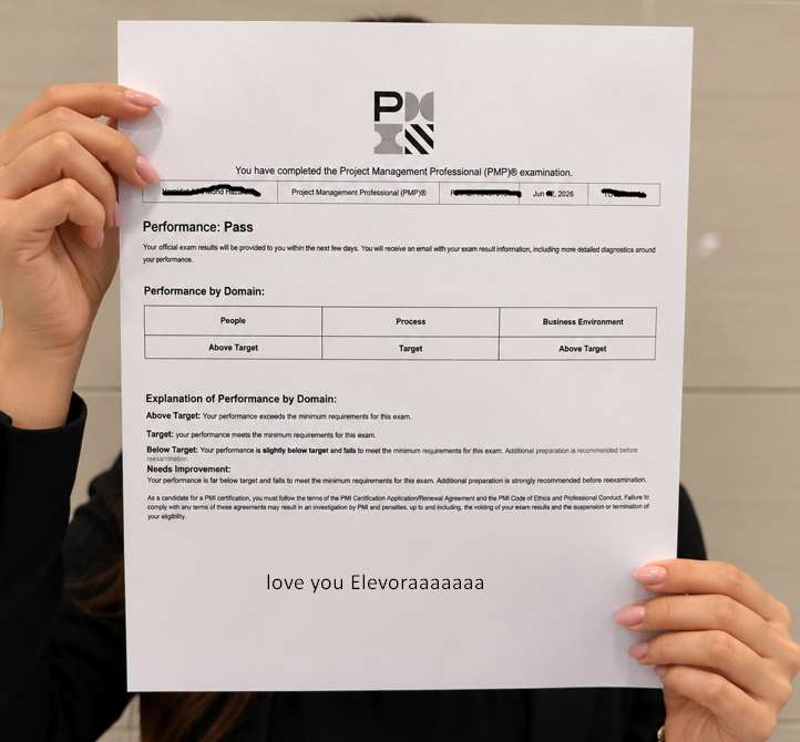 ElevoraPrep learner PMP exam success story 19