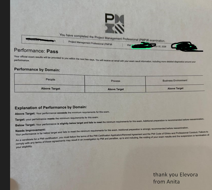 ElevoraPrep learner PMP exam success story 31